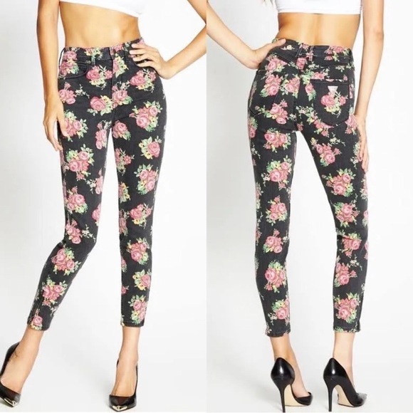 Guess Denim - Guess 1981 3 Zip Crop Skinny Jeans Ankle Zip Rose Size 28
